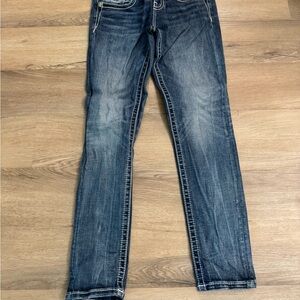 Miss Me Blue Straight Leg Jeans with Vintage Fading